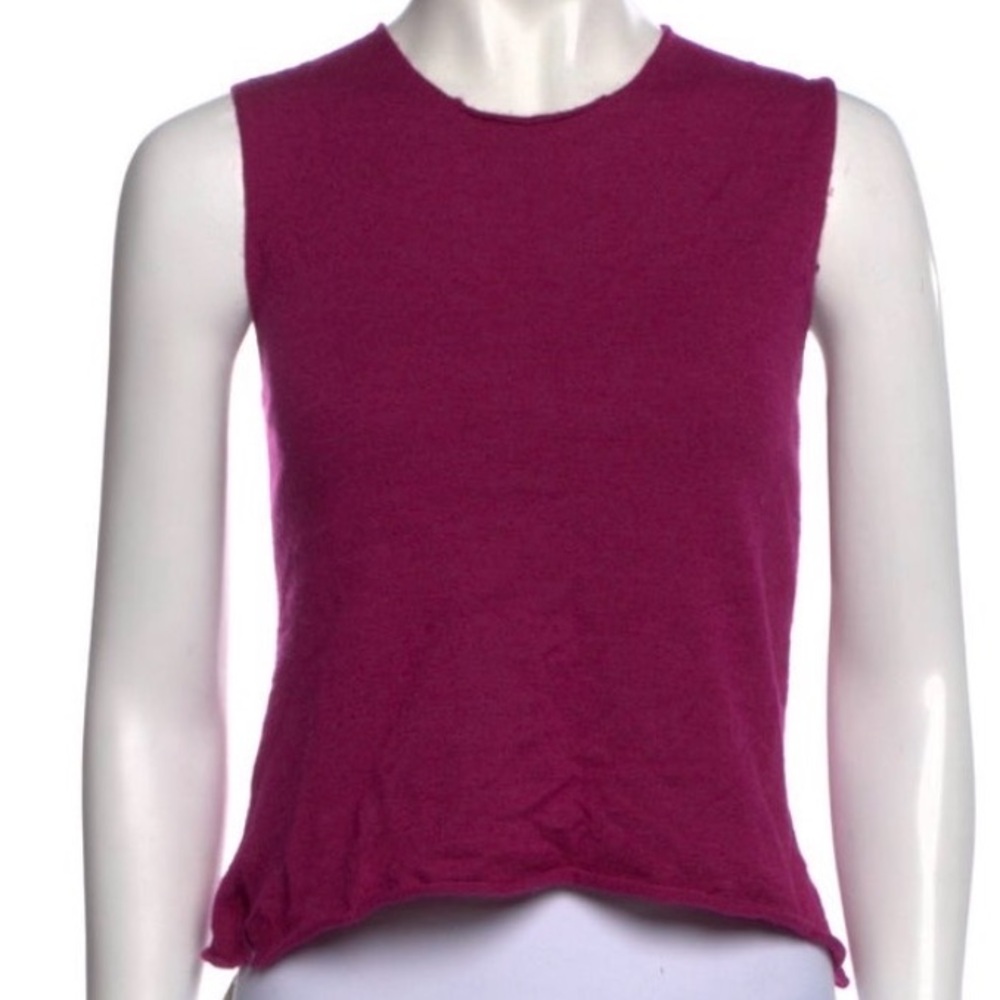 Donna Karan Cashmere/poly knit sleeveless top * Raspberry Fuchsia Pink S